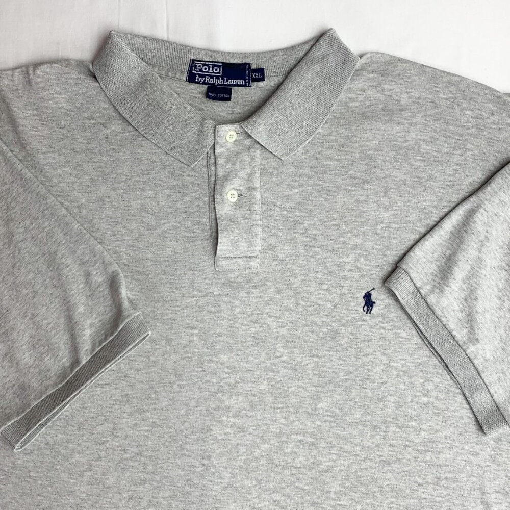 Polo Ralph Lauren Grey Shirt XXL Regular FIt - Navy Pony - Short Sleeve